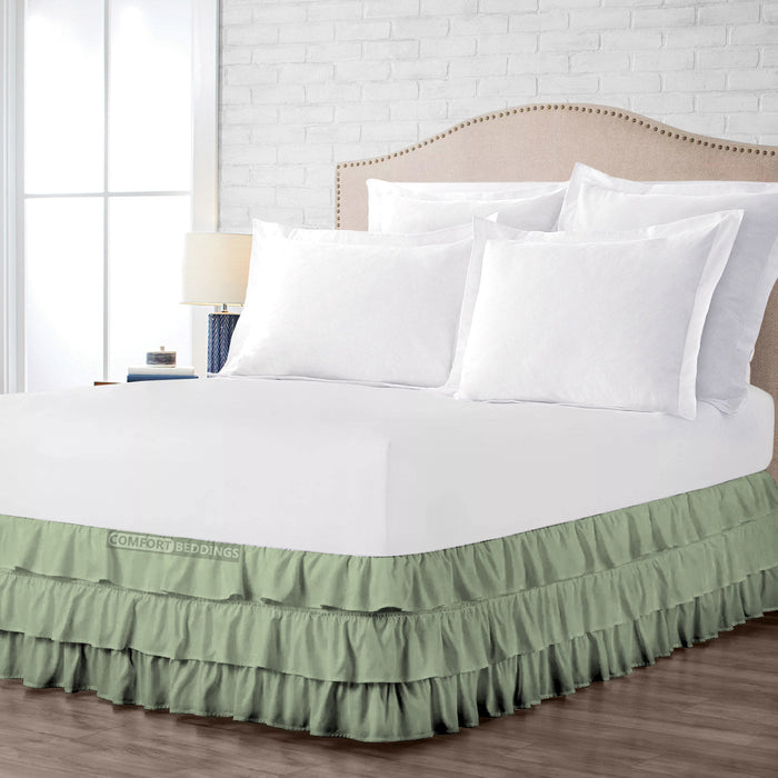 Moss Multi Ruffle Bed Skirt