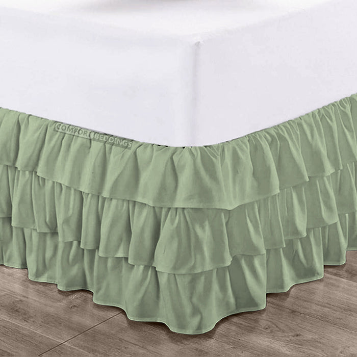 Moss Multi Ruffled Bed Skirt