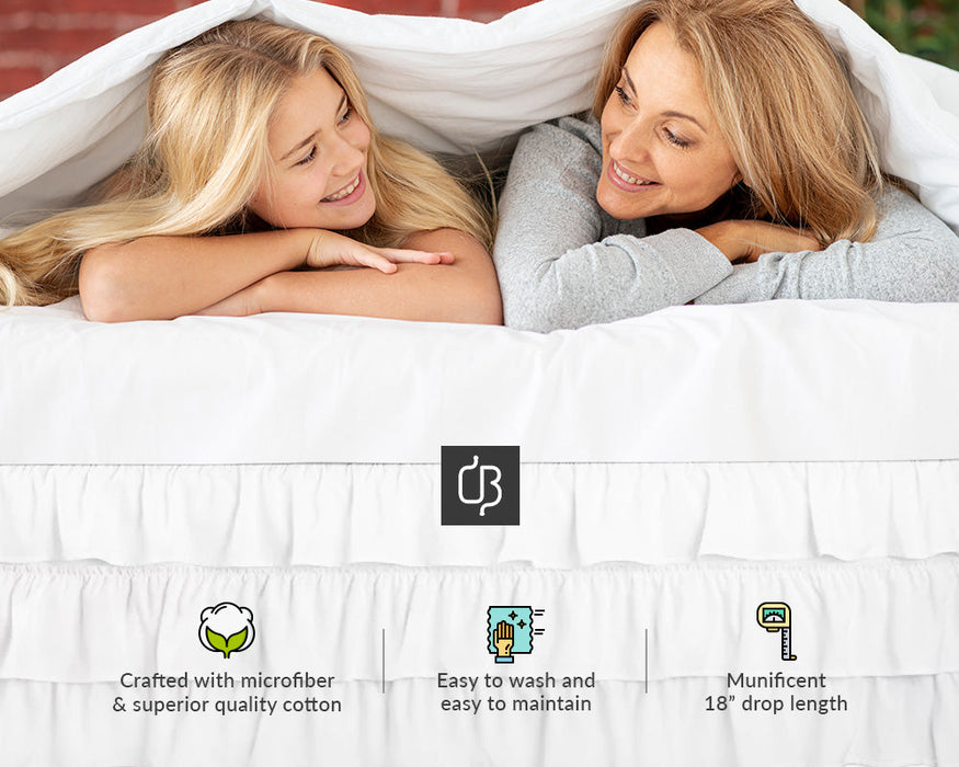 LUXURY LIGHT GREY MULTI RUFFLE BED SKIRT