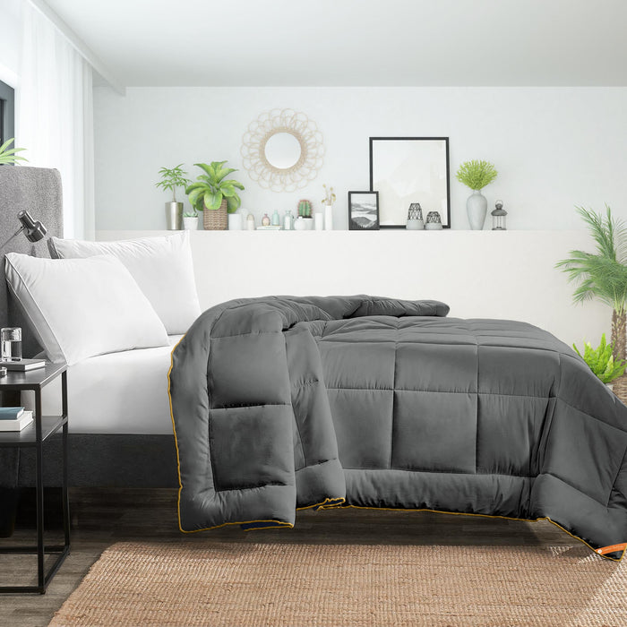 Navy Blue and Dark Grey Reversible Comforter