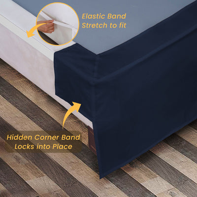 Luxury Navy Blue Magic Bed Skirt