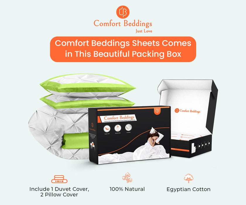 Luxurious Parrot Green Dual Tone Half Pinch Duvet Cover Set