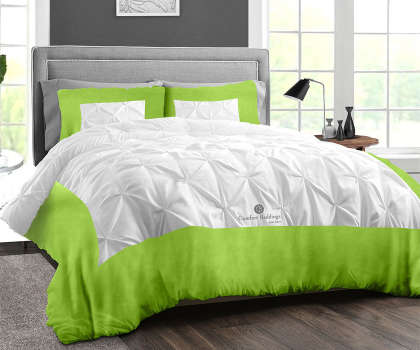 Luxurious Parrot Green Dual Tone Half Pinch Duvet Cover Set