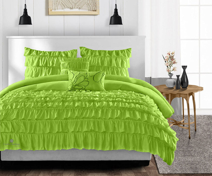 Green Ruffle Comforter Parrot Green Ruffle Comforter 20% OFF — comfortbeddings-usa