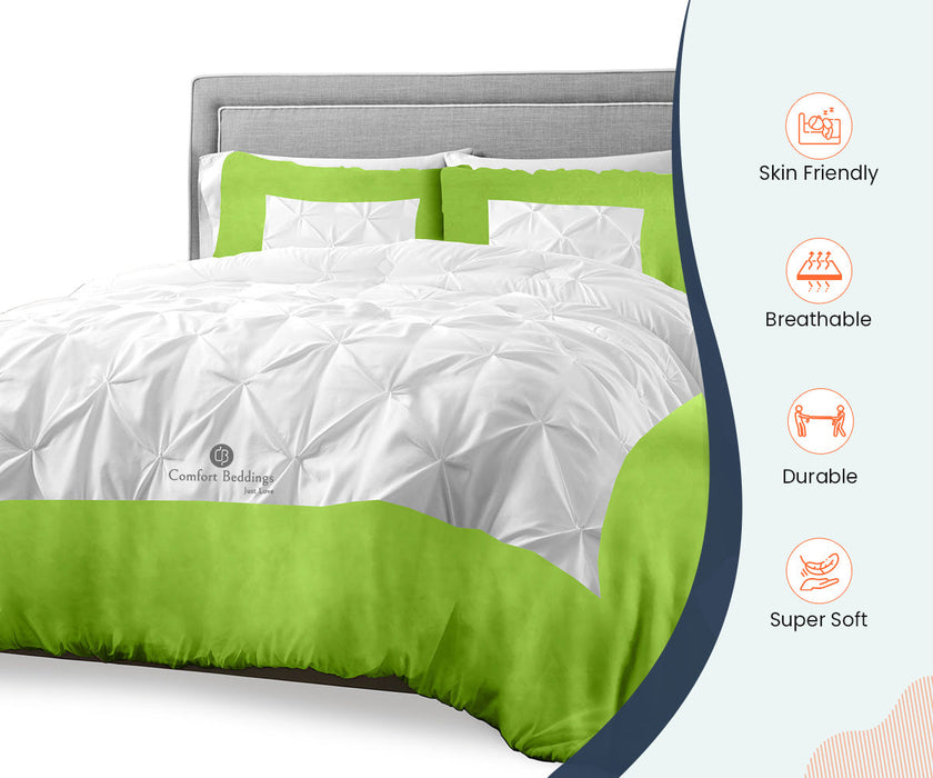 Luxurious Parrot Green Dual Tone Half Pinch Duvet Cover Set