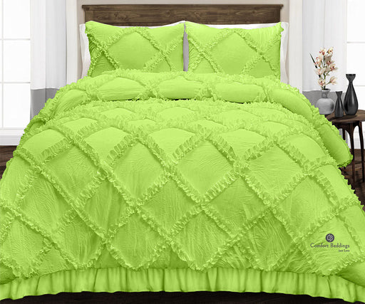 Parrot Green Diamond Ruffle Comforter