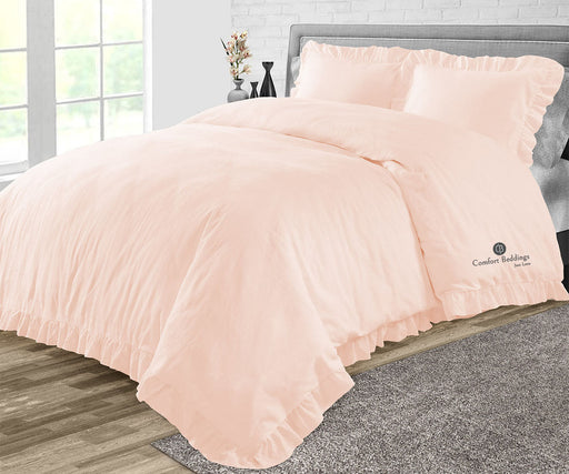 Peach Trimmed Ruffle Duvet Cover