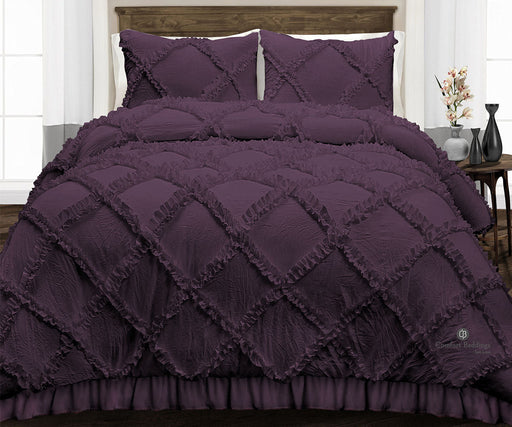 Plum Diamond Ruffle Comforter