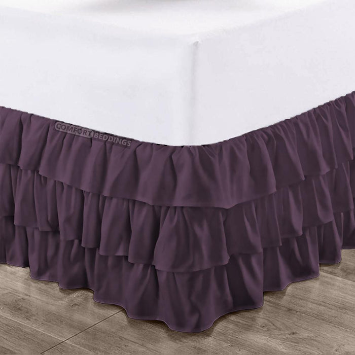 Plum Multi Ruffled Bed Skirt