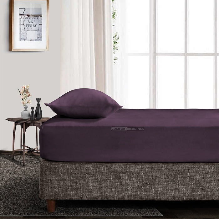 Luxury 1200 Thread Count Plum Fitted Sheets Set