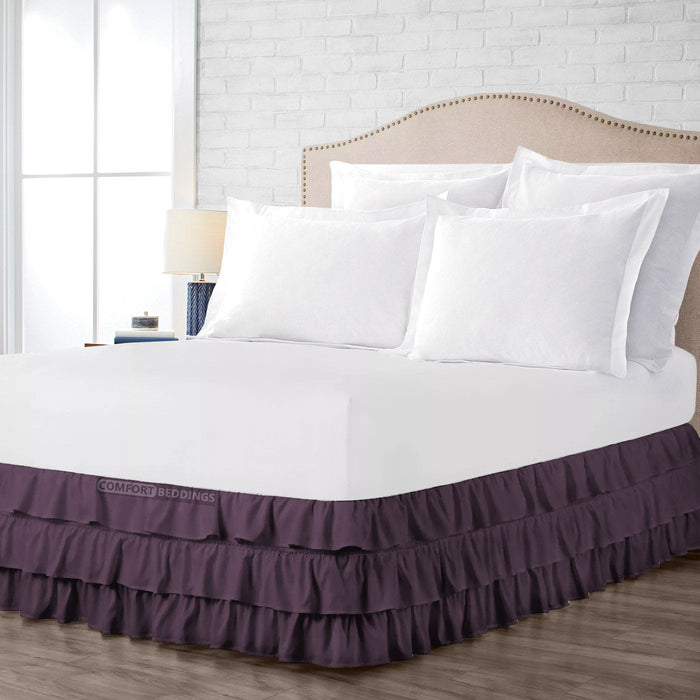 Plum Multi Ruffle Bed Skirt