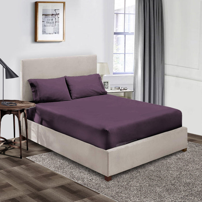 Luxury 1200 Thread Count Plum Fitted Sheets Set
