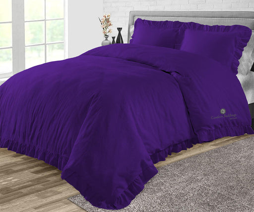 Purple Trimmed Ruffled Duvet Cover