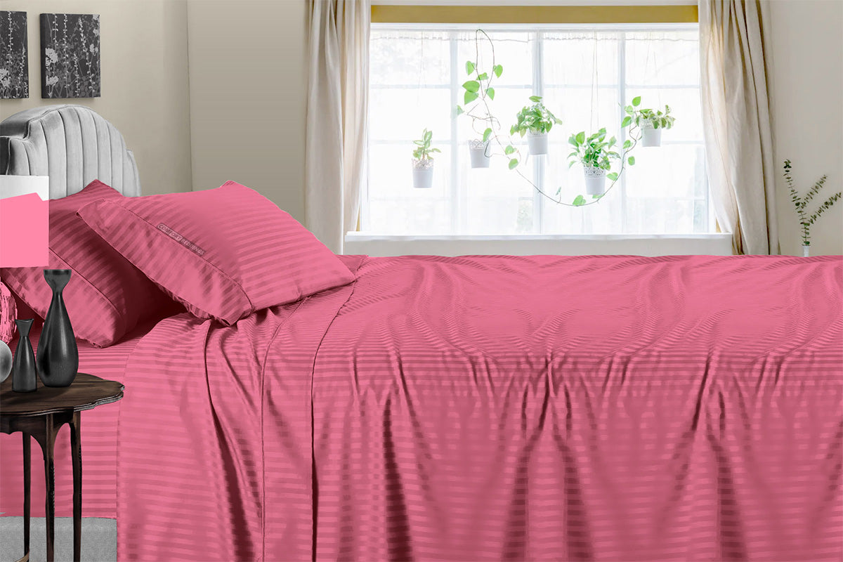 Rose Berry Stripe Sheet Set | King, Queen Size — comfortbeddings-usa