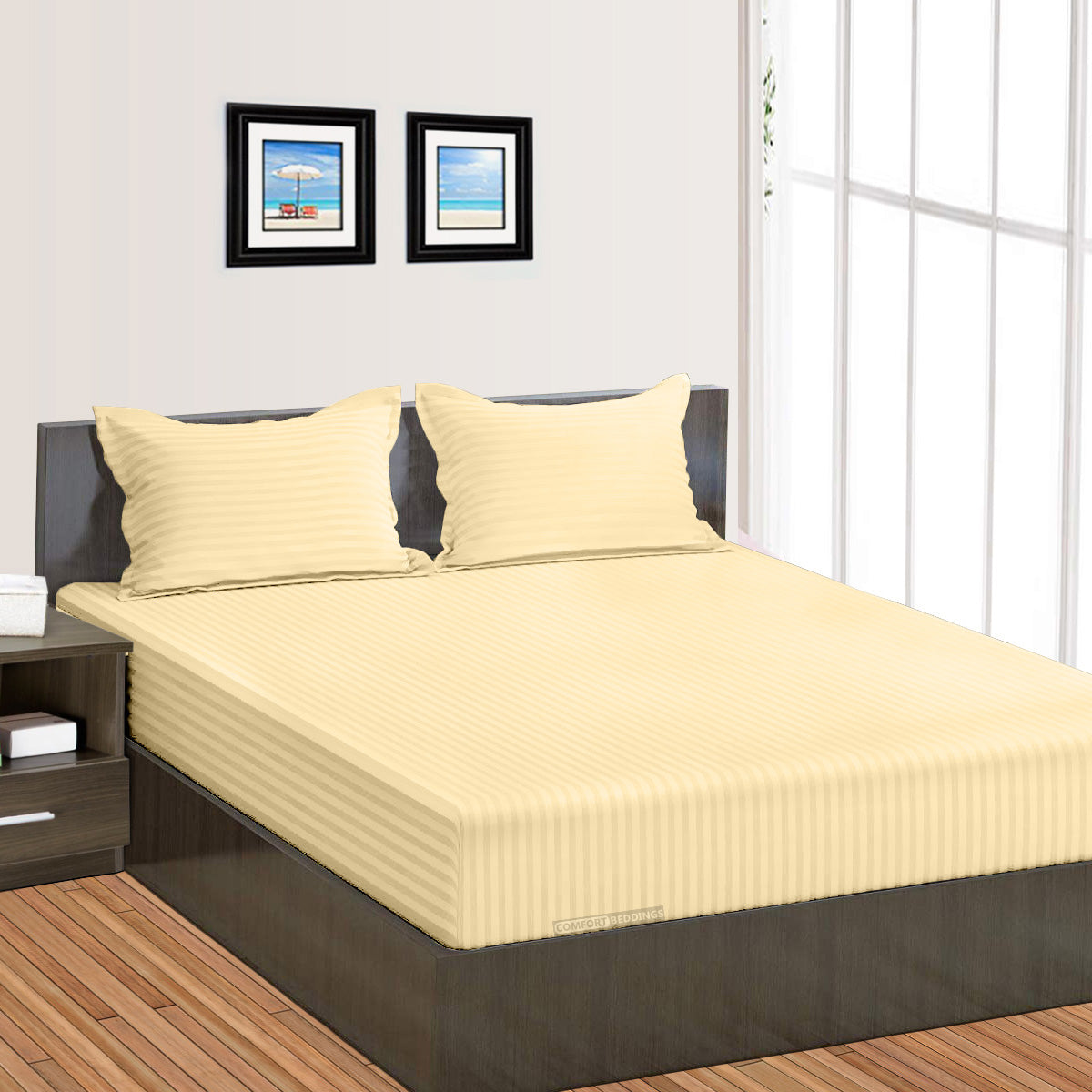 Rust Stripe Fitted Sheets - 100% Egyptian Cotton — comfortbeddings-usa