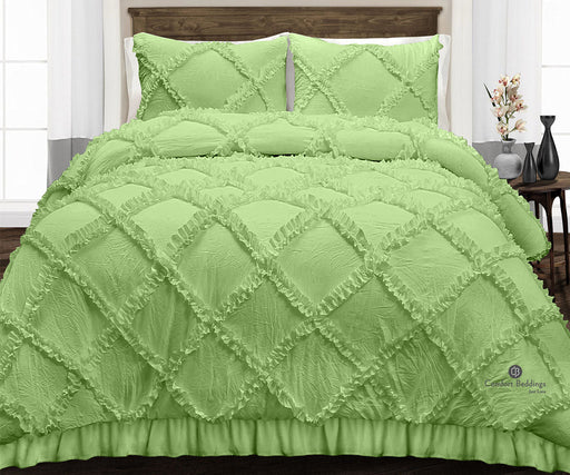 Sage Diamond Ruffle Comforter