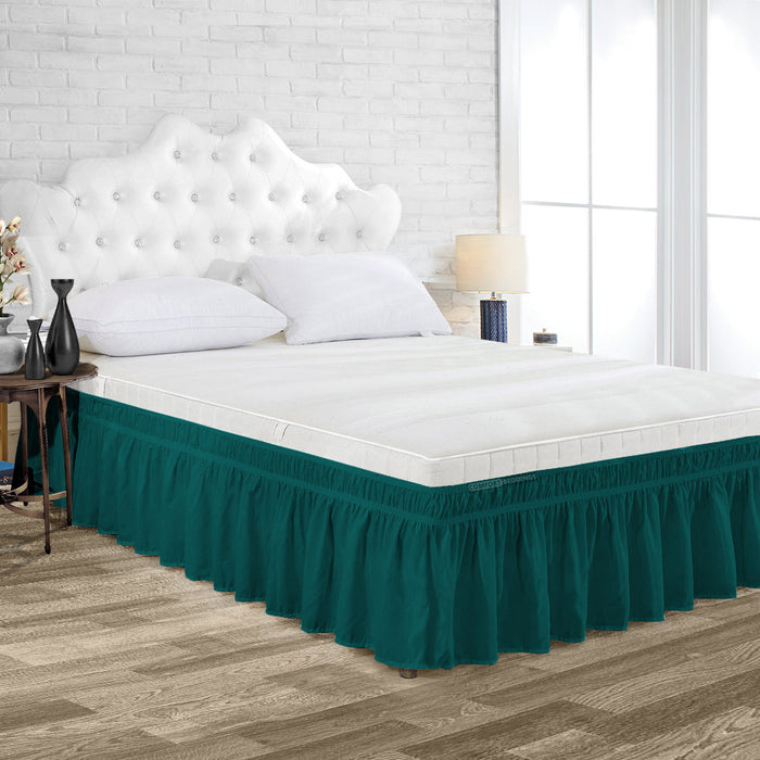 Teal Wrap Around bed skirt Solid Dust Ruffle — comfortbeddings-usa
