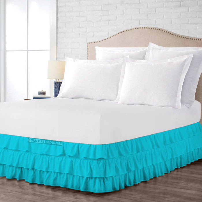 Turquoise Multi Ruffle Bed Skirt