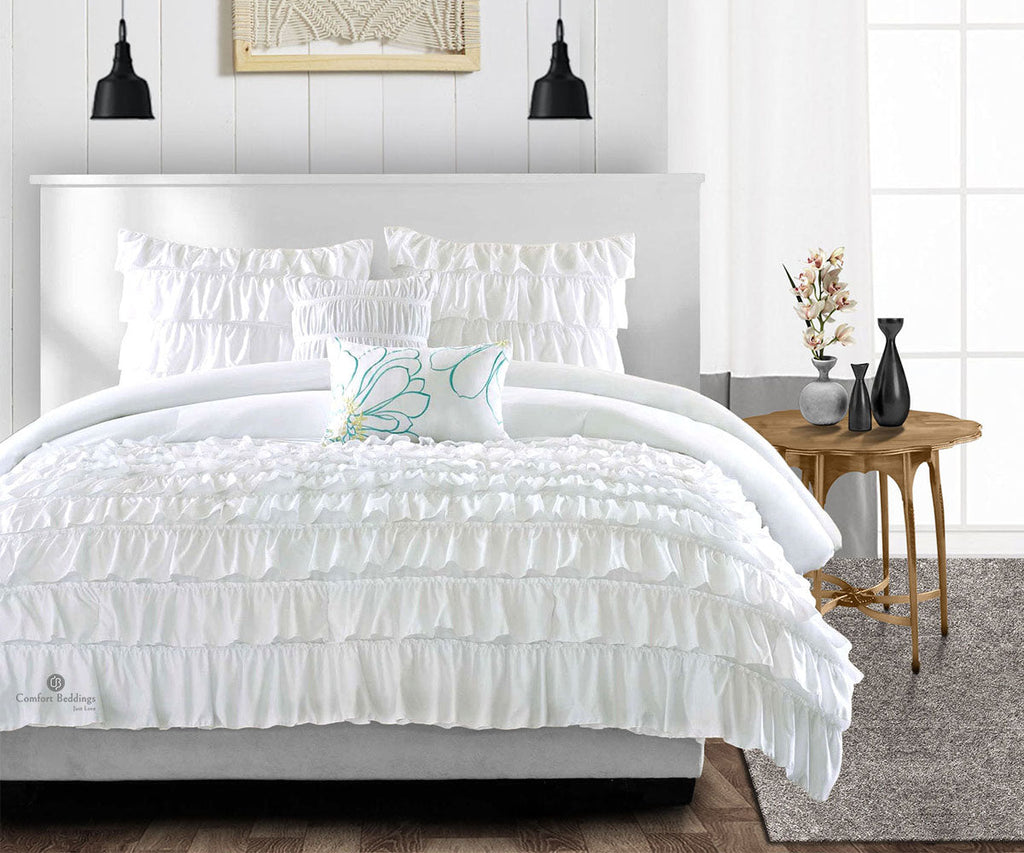 White Ruffle Quilt Twin
