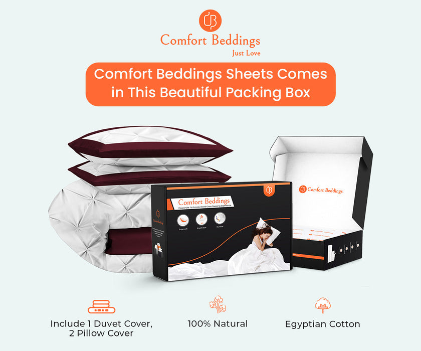 100% Egyptian cotton Wine Dual Tone Half Pinch Duvet Cover Set