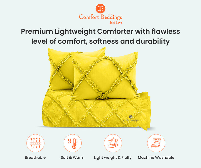 Yellow Diamond Ruffle Comforter