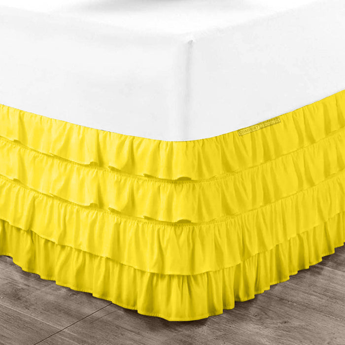 Luxury 600TC Yellow Waterfall Ruffled Bed Skirt