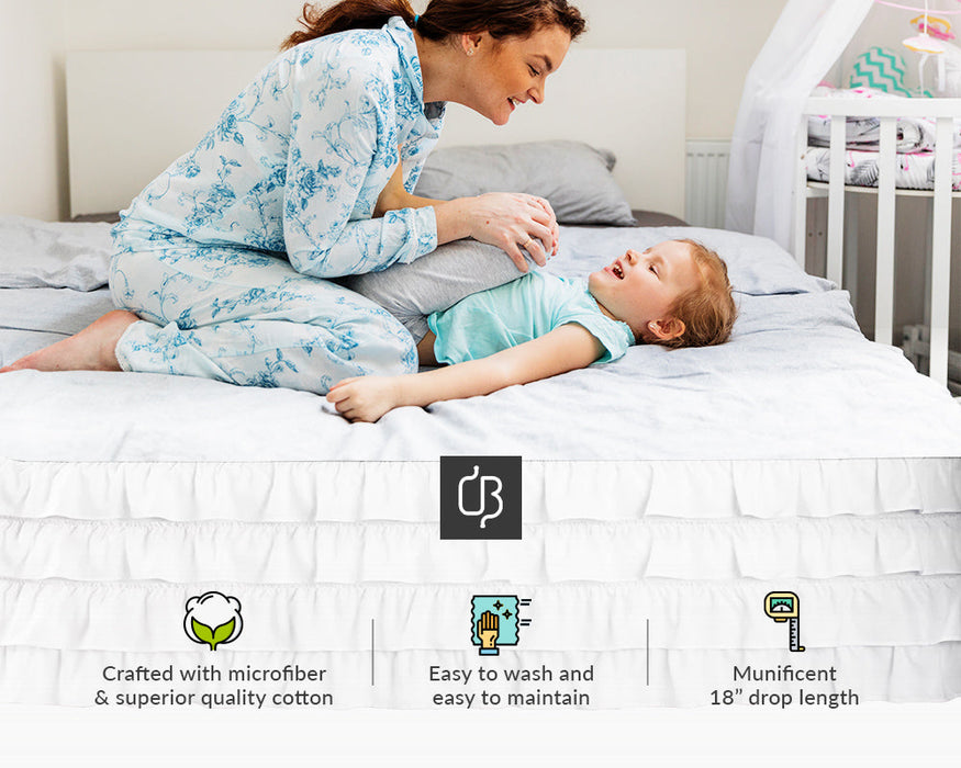 Luxury Pink Waterfall Ruffled Bed Skirt 600TC