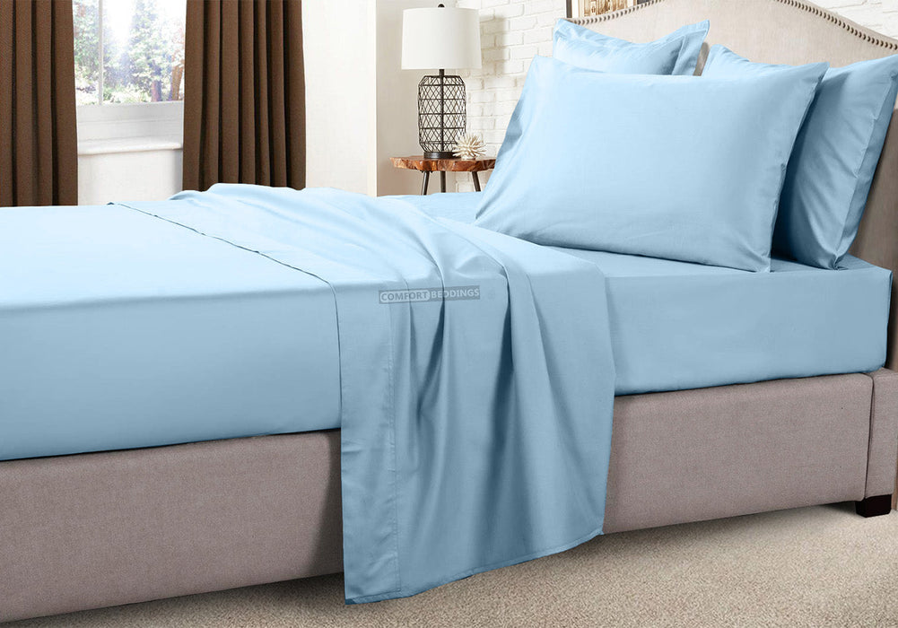 Luxury 1200 Thread Count Light Blue RV Sheets Set 100% Egyptian Cotton