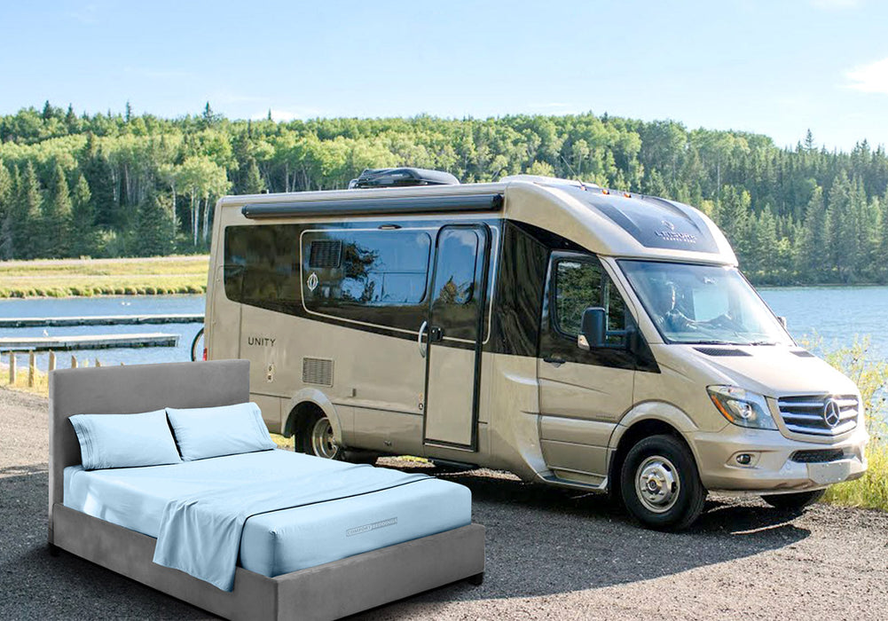 Luxury 1200 Thread Count Light Blue RV Sheets Set 100% Egyptian Cotton