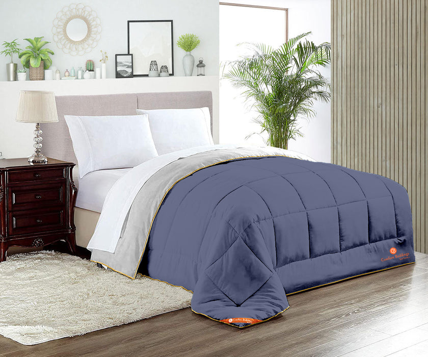Luxury Light Grey and Mediterranean Blue Reversible Comforter