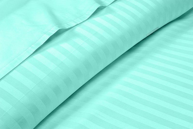 Aqua Blue Stripe Flat Sheet