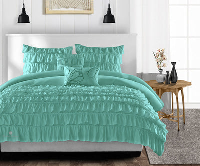 Aqua Green Ruffle Comforter