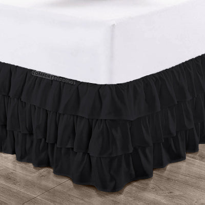 Black Multi Ruffled Bed Skirt