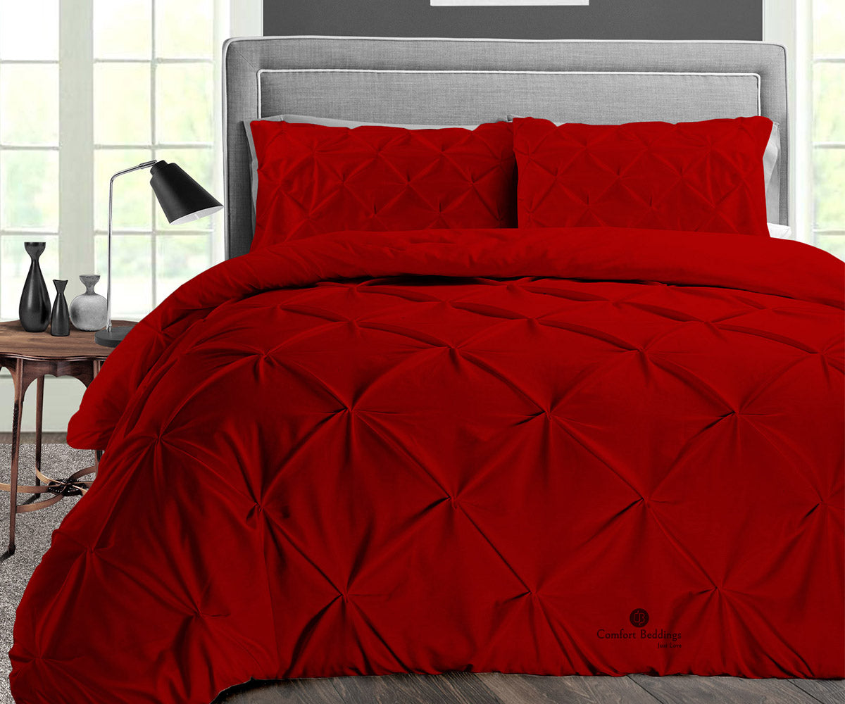Blood red Pinch Pleat Duvet Cover