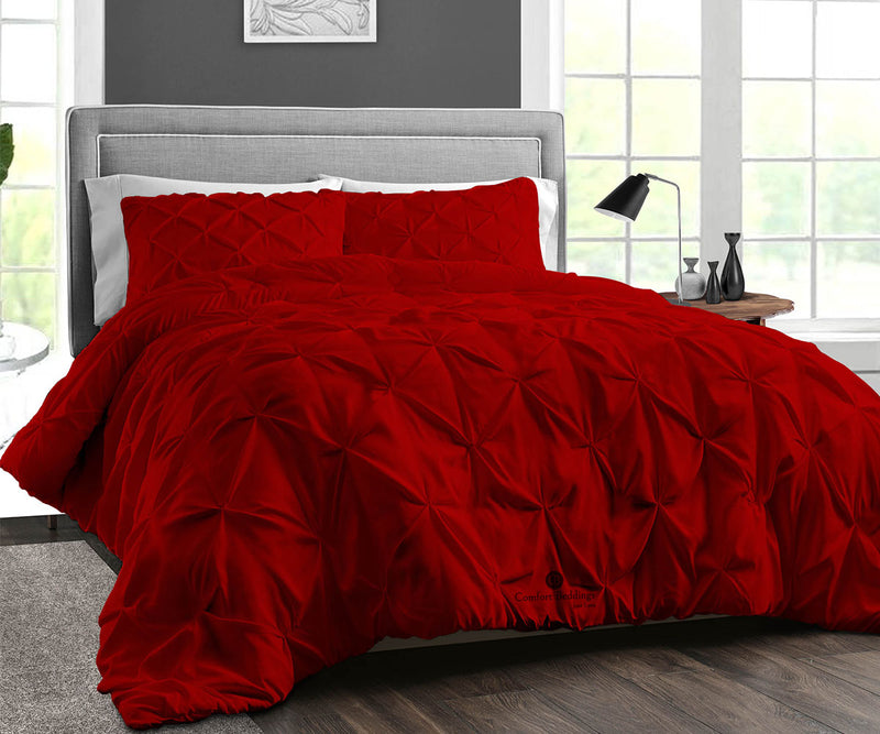 Blood red Pinch Pleat Duvet Cover