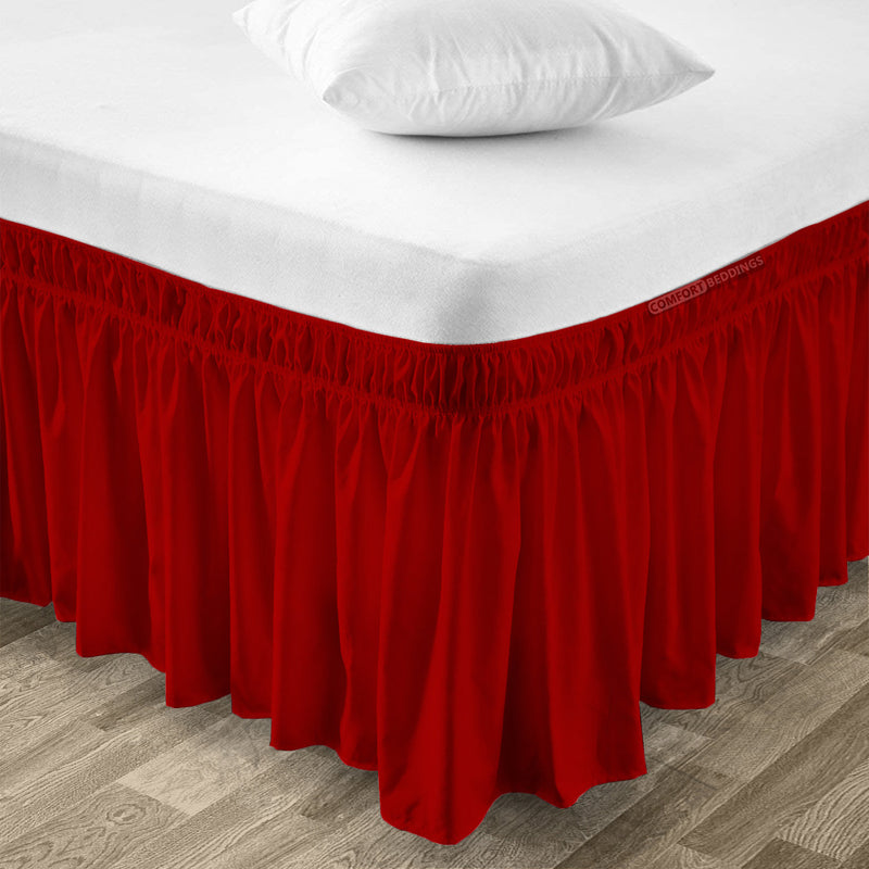 blood-red wrap-around bed skirt