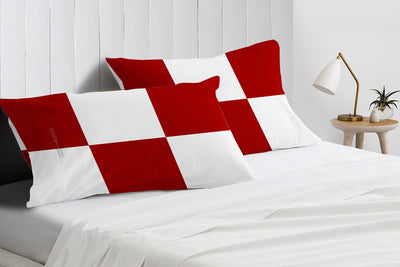 Luxury 600 TC Blood red - white chex pillowcases