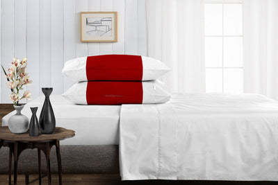 Blood Red with  White Contrast Pillowcases