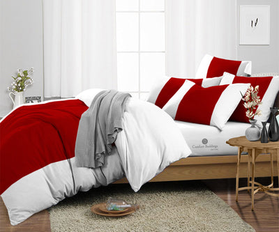 Blood Red Contrast Color Bar Duvet Covers