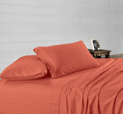 Brick Red Stripe Waterbed Sheets