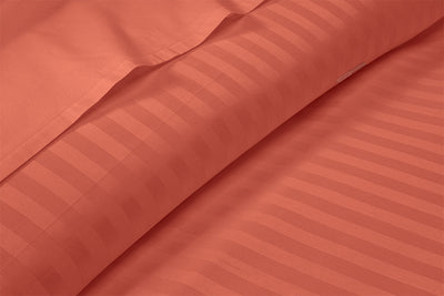 Brick Red Stripe Waterbed Sheets Set