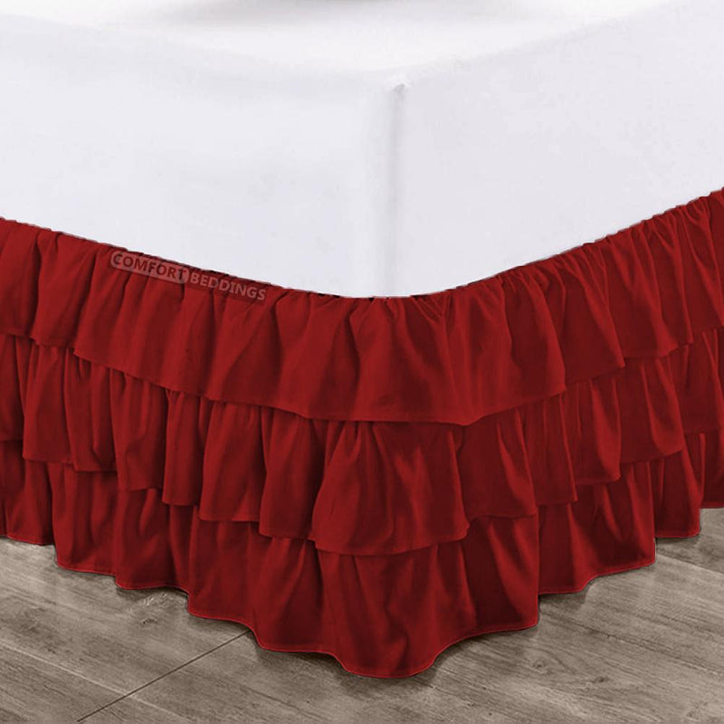 Burgundy Multi Ruffle Bed Skirt