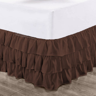 chocolate multi ruffled bed skirt