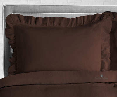 Chocolate Trimmed Ruffle Duvet Cover