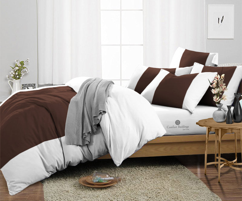Chocolate Contrast Color Bar Duvet Cover 