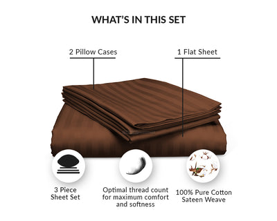 Chocolate Stripe Flat Sheet Set