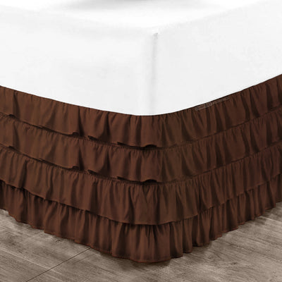 Egyptian cotton made chocolate waterfall ruffled bed skirt