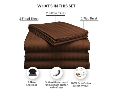 Chocolate Stripe Split Sheet Sets