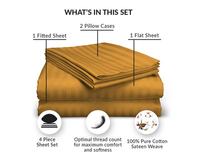 Dark Golden Stripe RV sheets Set