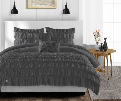 Dark Grey Ruffle Comforter